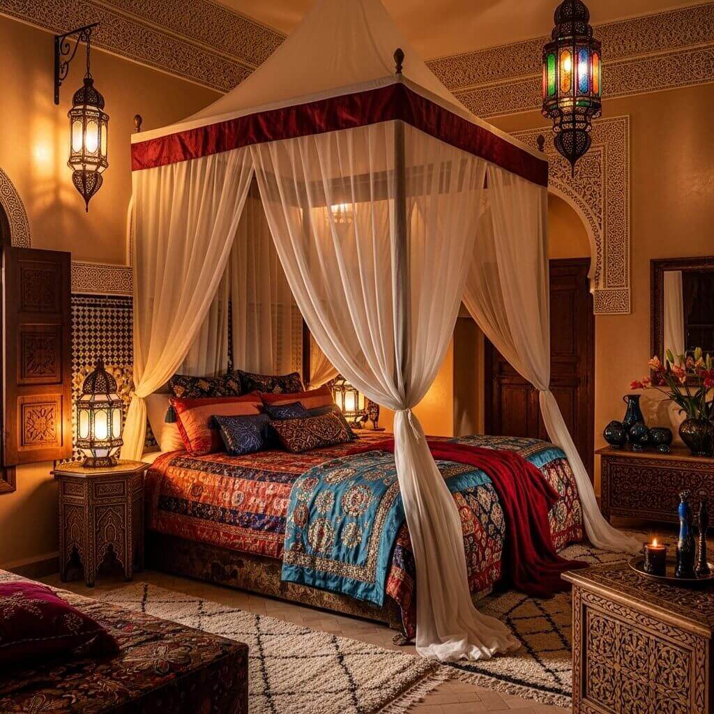 20 Moroccan Style Interior Design Bedroom Ideas for a Warm and Exotic Space