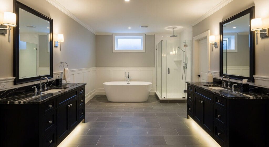 20 Basement Bathroom Ideas With Black Vanity for a Stylish and Functional Space