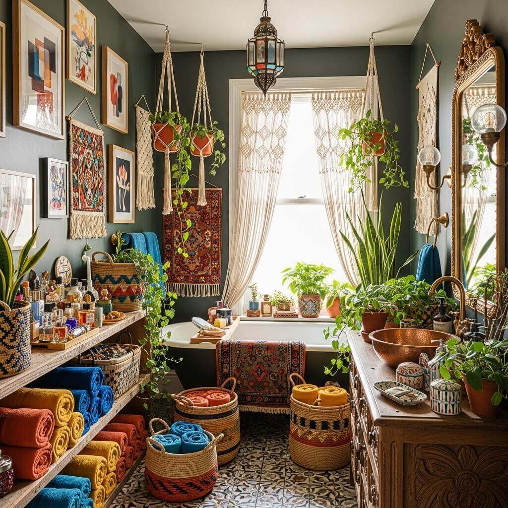 20 Maximalist Boho Bathroom Decor Ideas for a Vibrant and Stylish Space