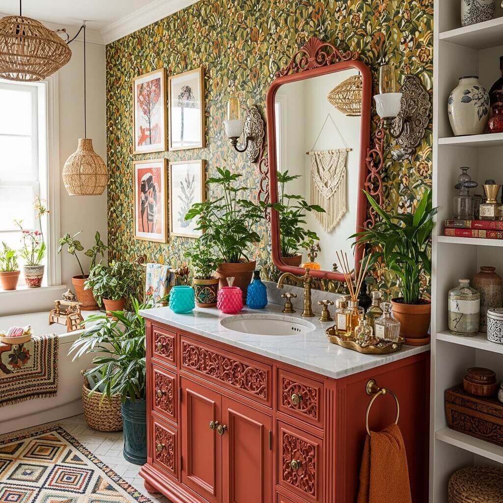 20 Maximalist Boho Bathroom Decor Ideas for a Vibrant and Stylish Space